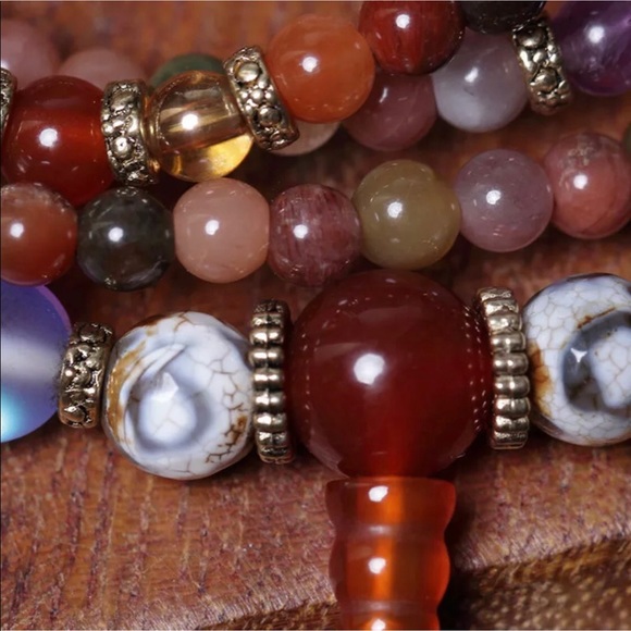 Reiki Charged Mixed gemstone Mala prayer necklace - Picture 5 of 7